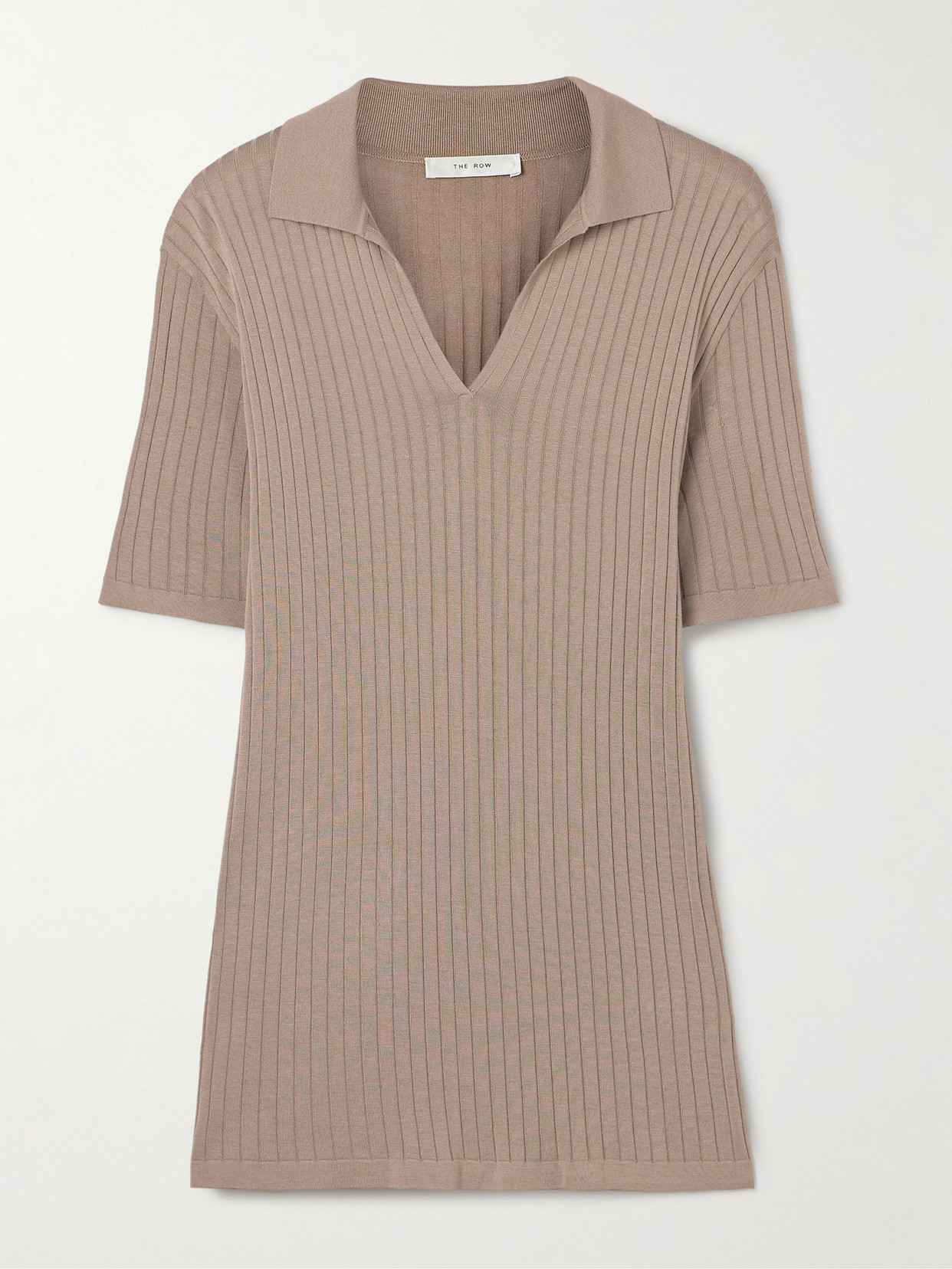 The Row Kaiomi Ribbed-knit Polo Top