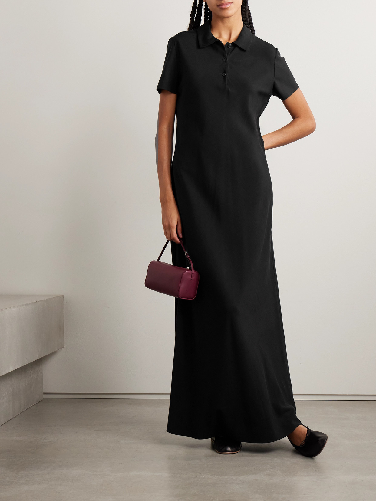 The Row Valenit Cotton And Silk-blend Jersey Maxi Shirt Dress