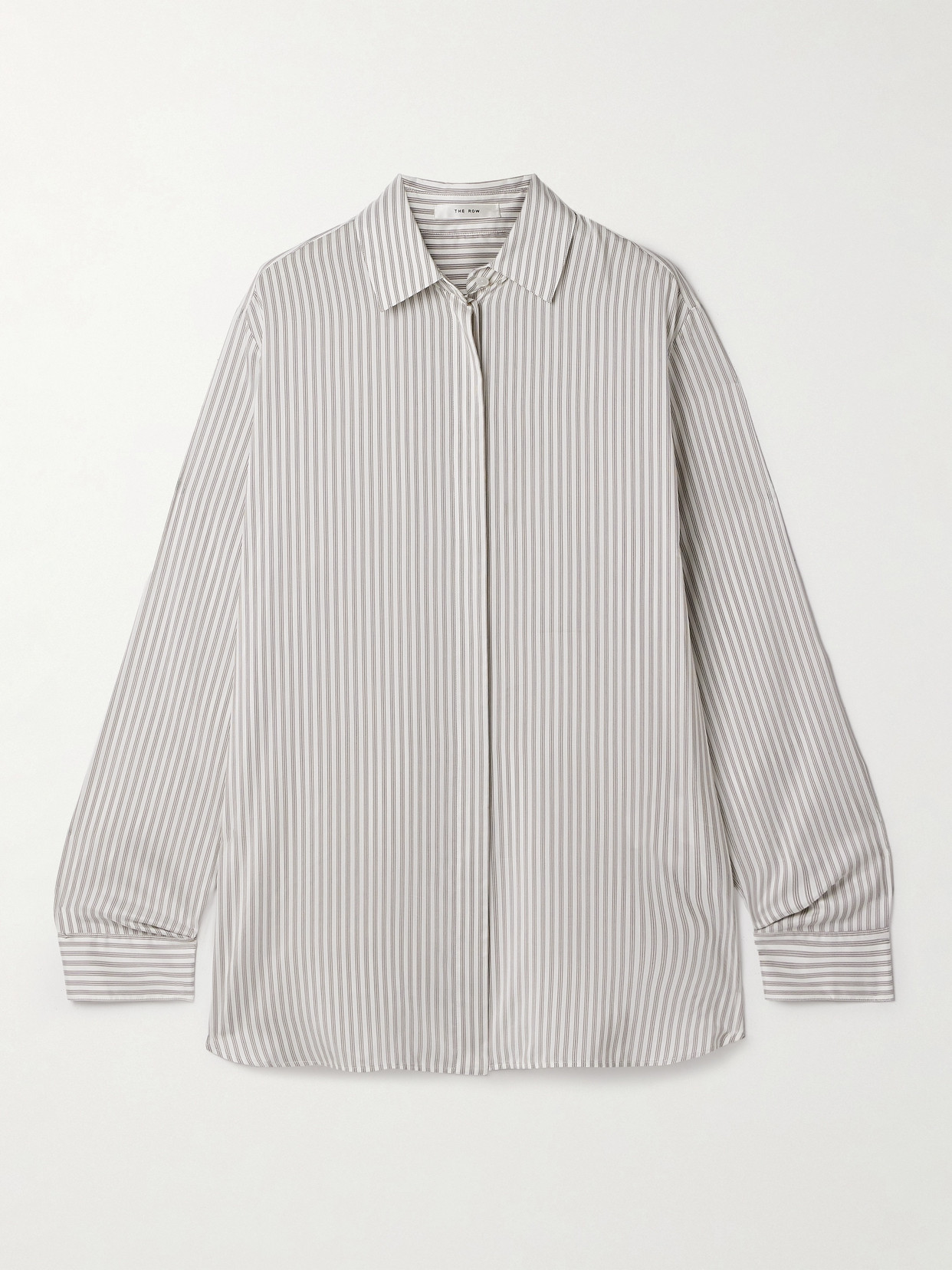 The Row Vanda Striped Silk Shirt In White