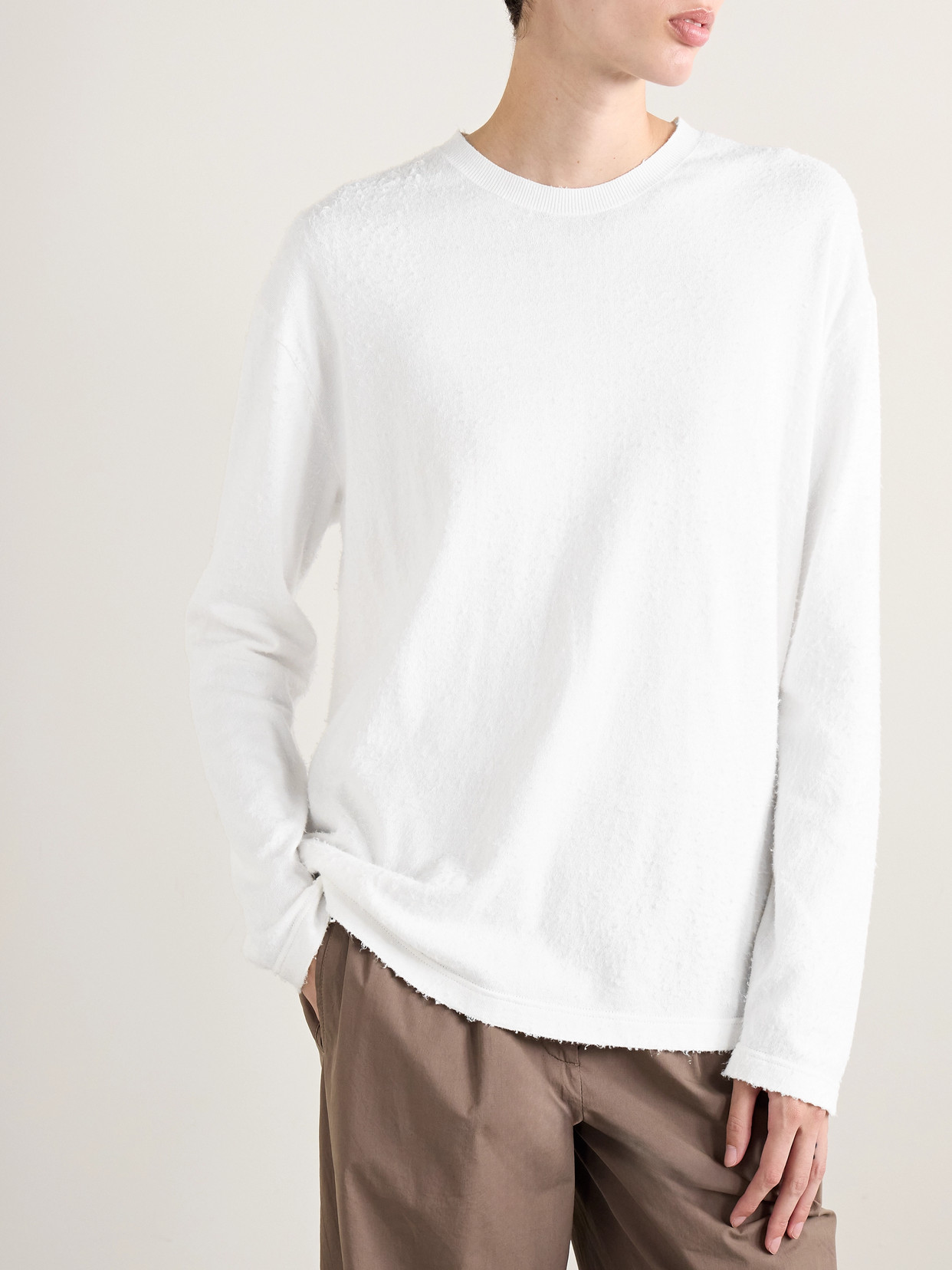 The Row Kabira Oversized Brushed Cotton-jersey T-shirt In White