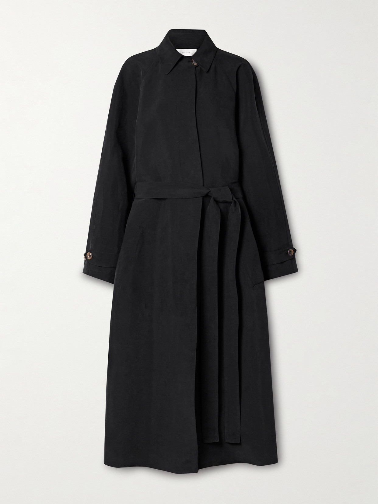 The Row Ryo Belted Silk Trench Coat In Black