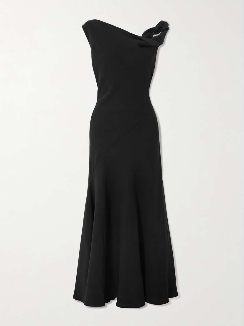 The Row — Violetta asymmetric silk-tweed midi dress