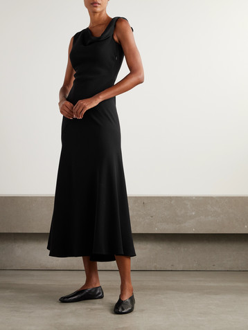 The Row Violetta asymmetric silk-tweed midi dress