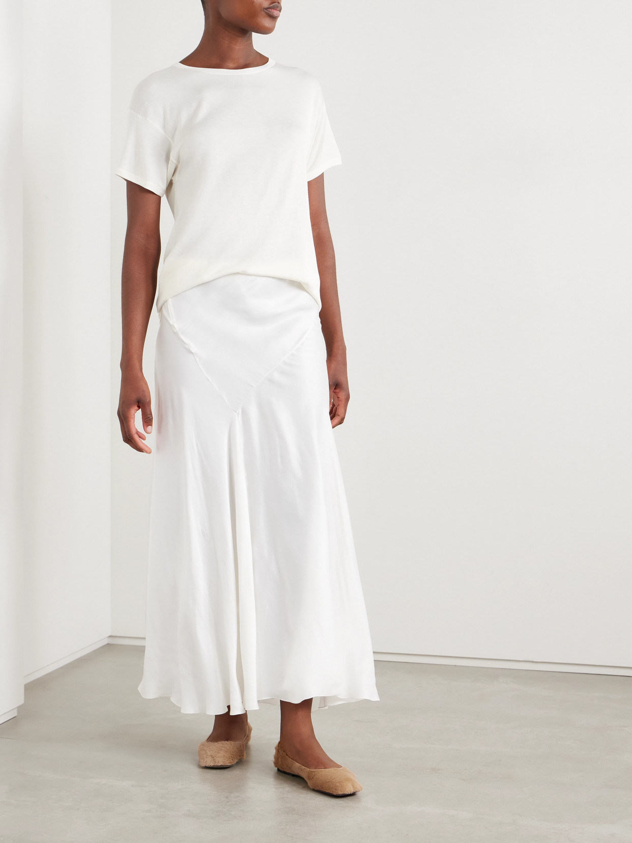 The Row Luce Washed-satin Maxi Skirt