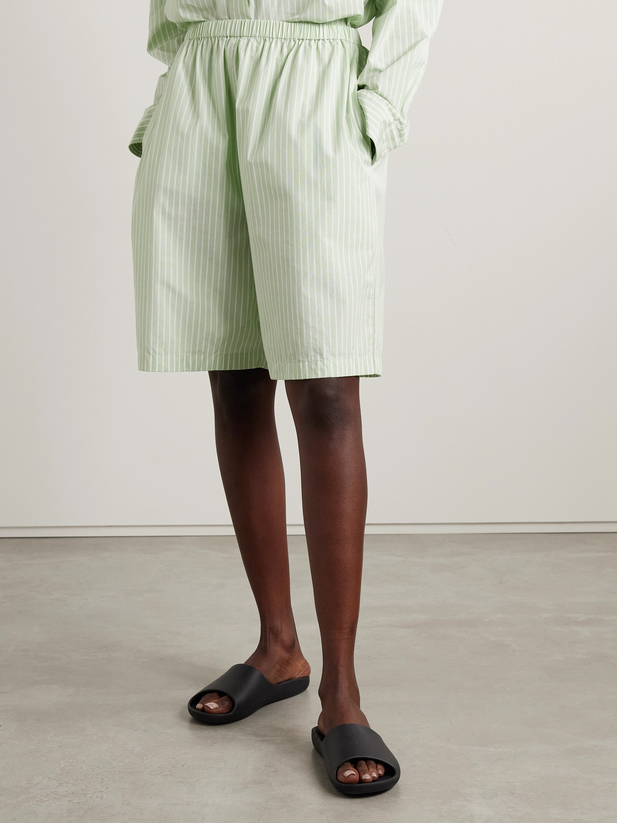 The Row Zinnia Striped Cotton-poplin Shorts