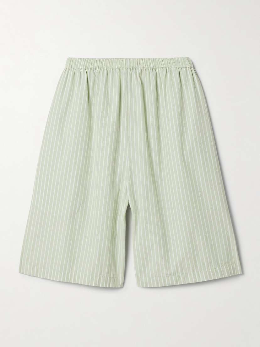 The Row Zinnia Striped Cotton-poplin Shorts