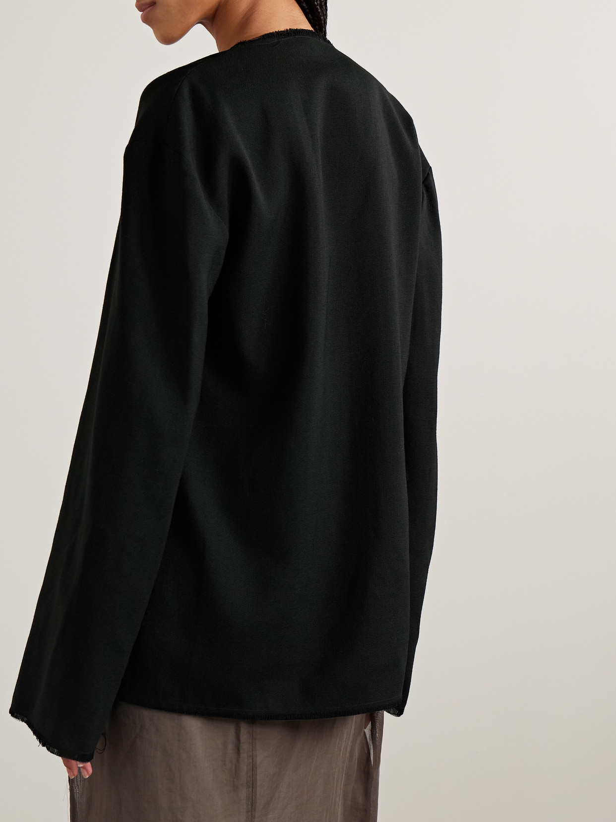 Cattaleya Frayed Wool-Canvas Top