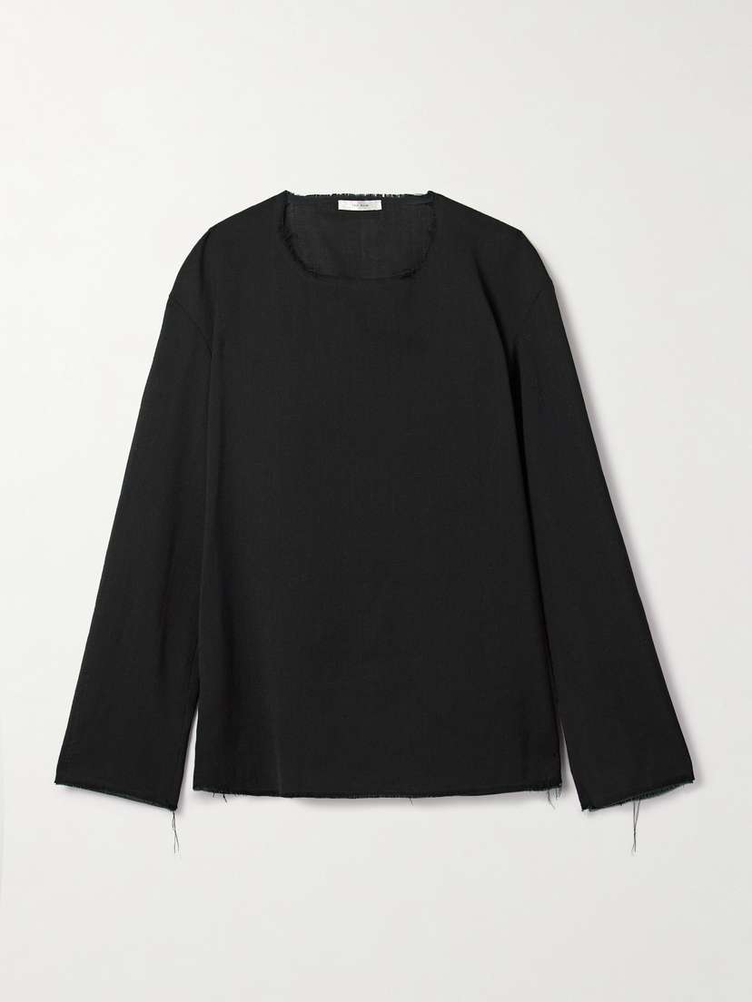 The Row Cattaleya Frayed Wool-canvas Top