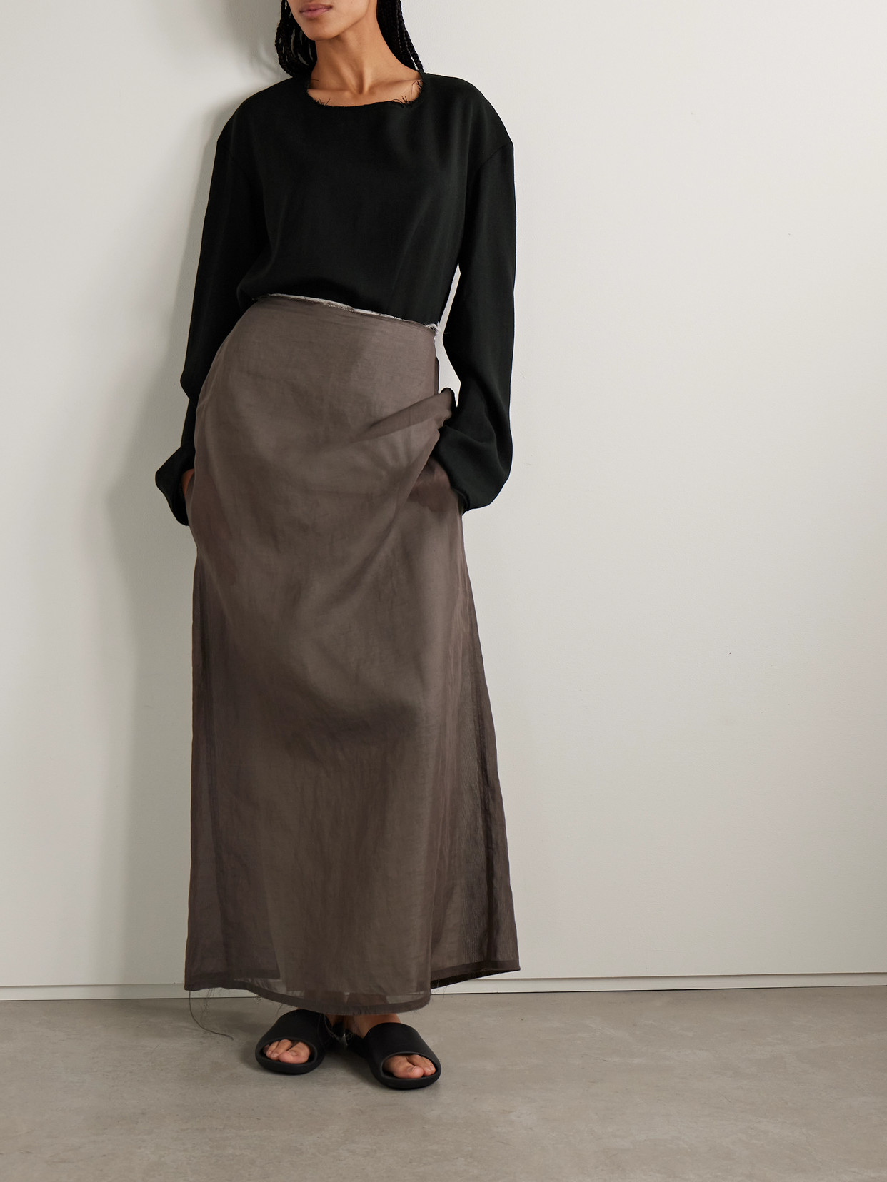 Cattaleya Frayed Wool-Canvas Top