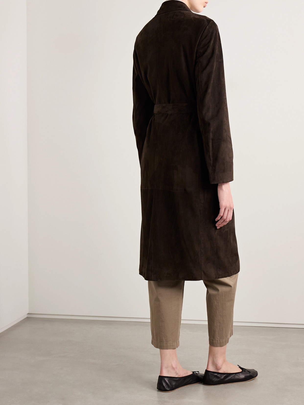 The Row Babilonia Belted Suede Coat