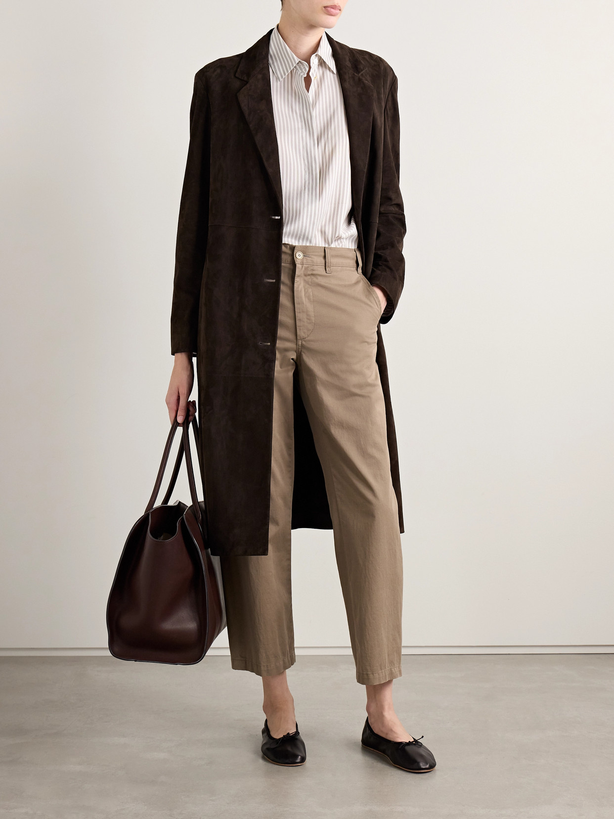 The Row Babilonia Belted Suede Coat