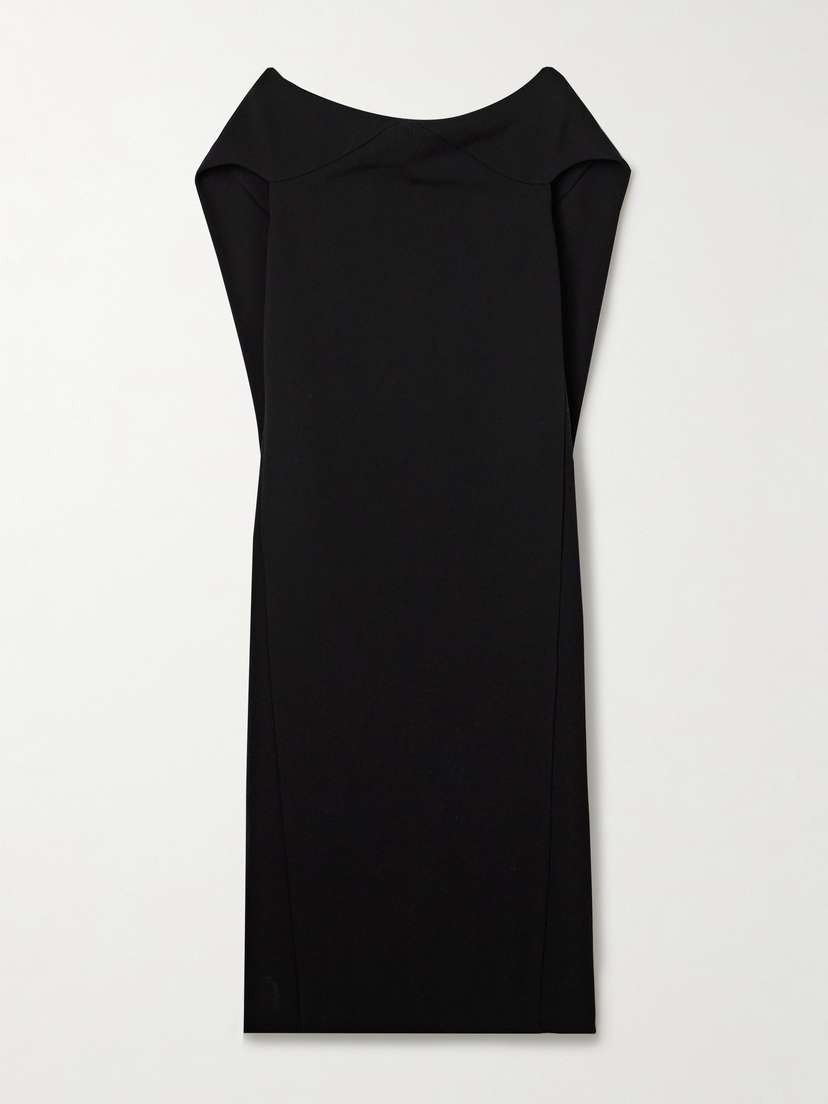 The Row Anitas Off-the-shoulder Cape-effect Wool-blend Midi Dress