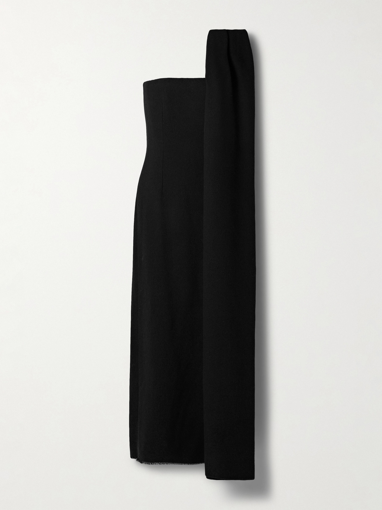 The Row Fanny One-shoulder Draped Wool-tweed Maxi Dress