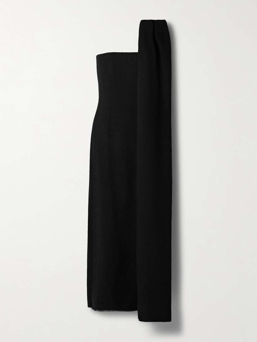 The Row — Fanny one-shoulder draped wool-tweed maxi dress