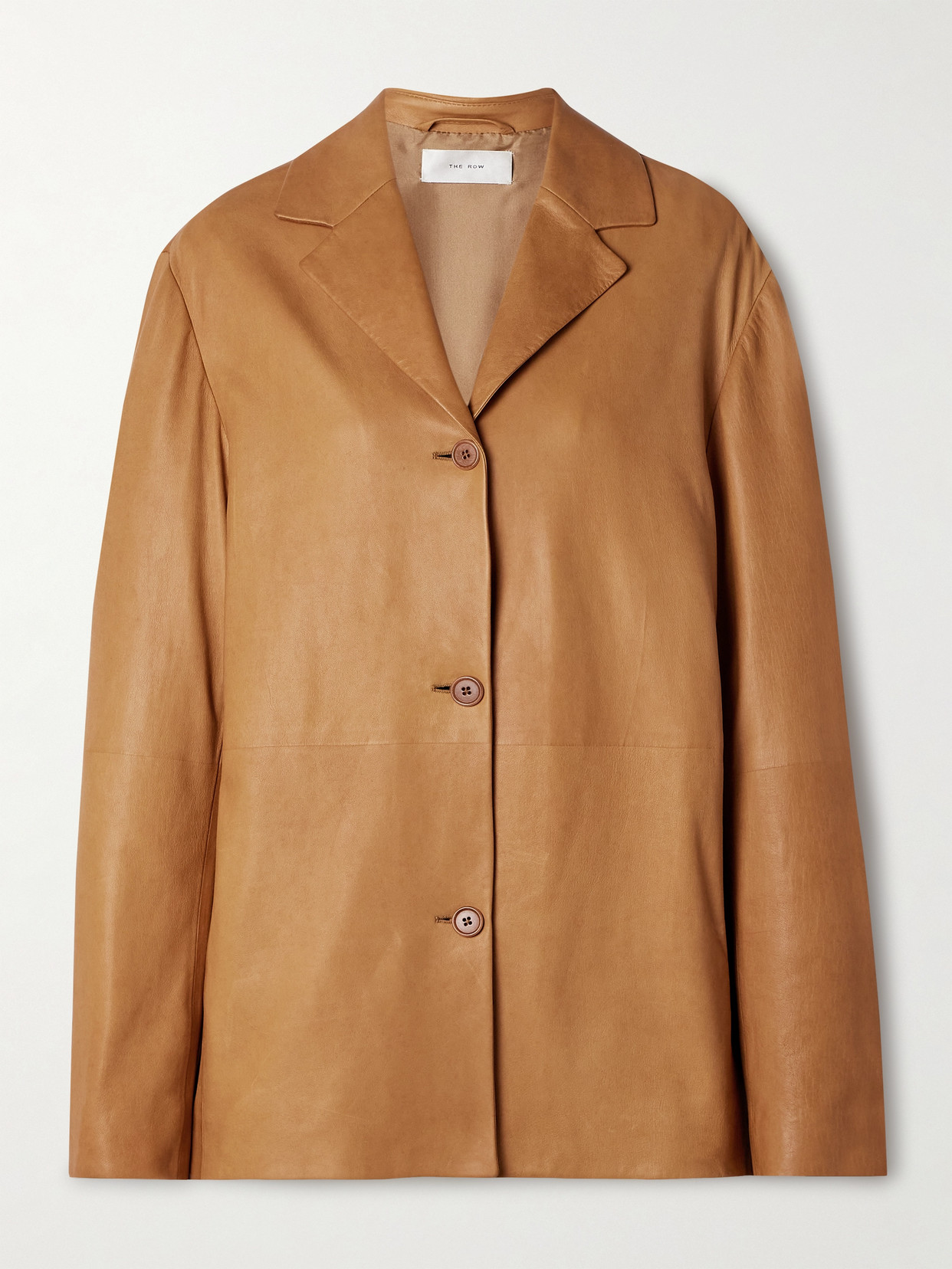 The Row Fabian Leather Jacket In Brown