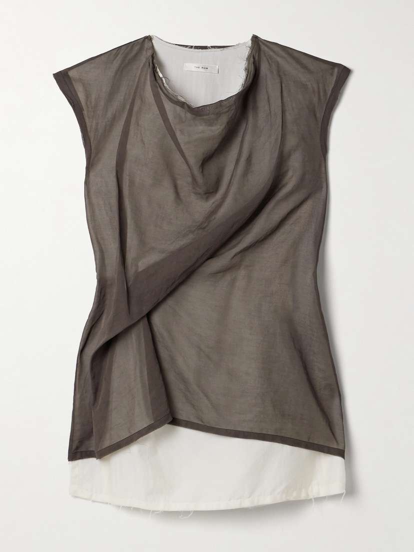 The Row Inawa Frayed Layered Draped Cotton-voile Tank