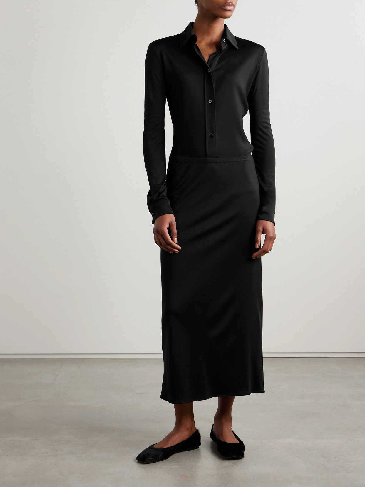 The Row Bumira Jersey Midi Skirt
