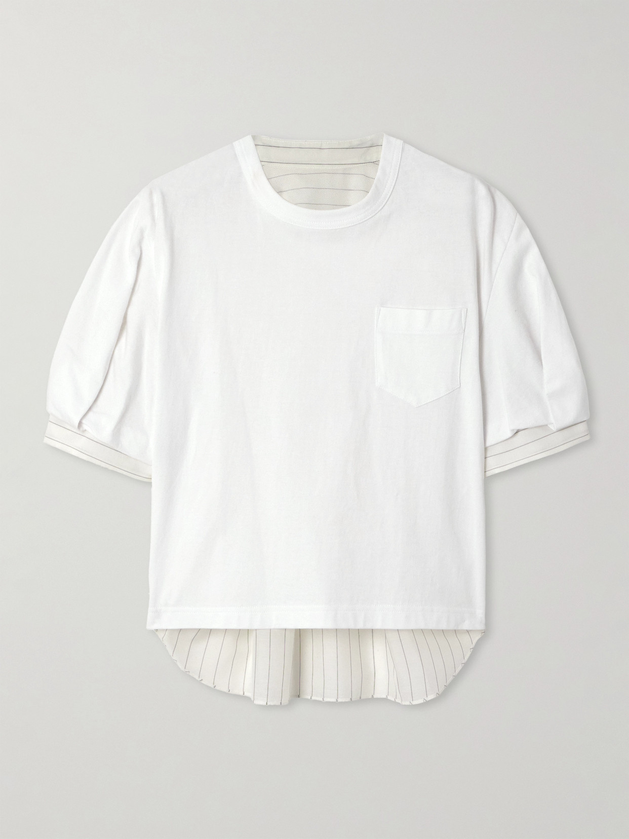Sacai White Organza T-shirt In Off-white