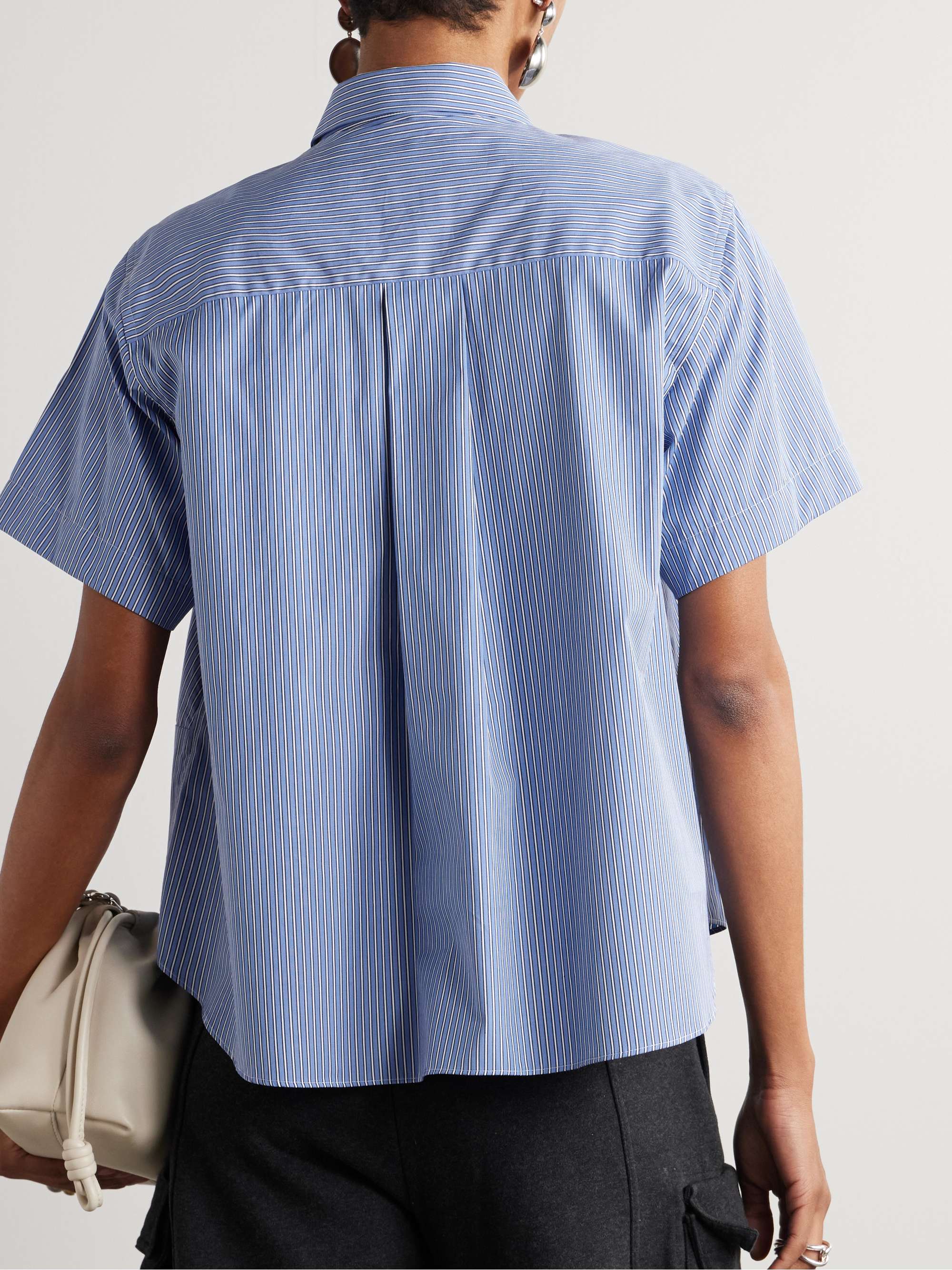 SACAI Draped striped cotton-poplin shirt | NET-A-PORTER