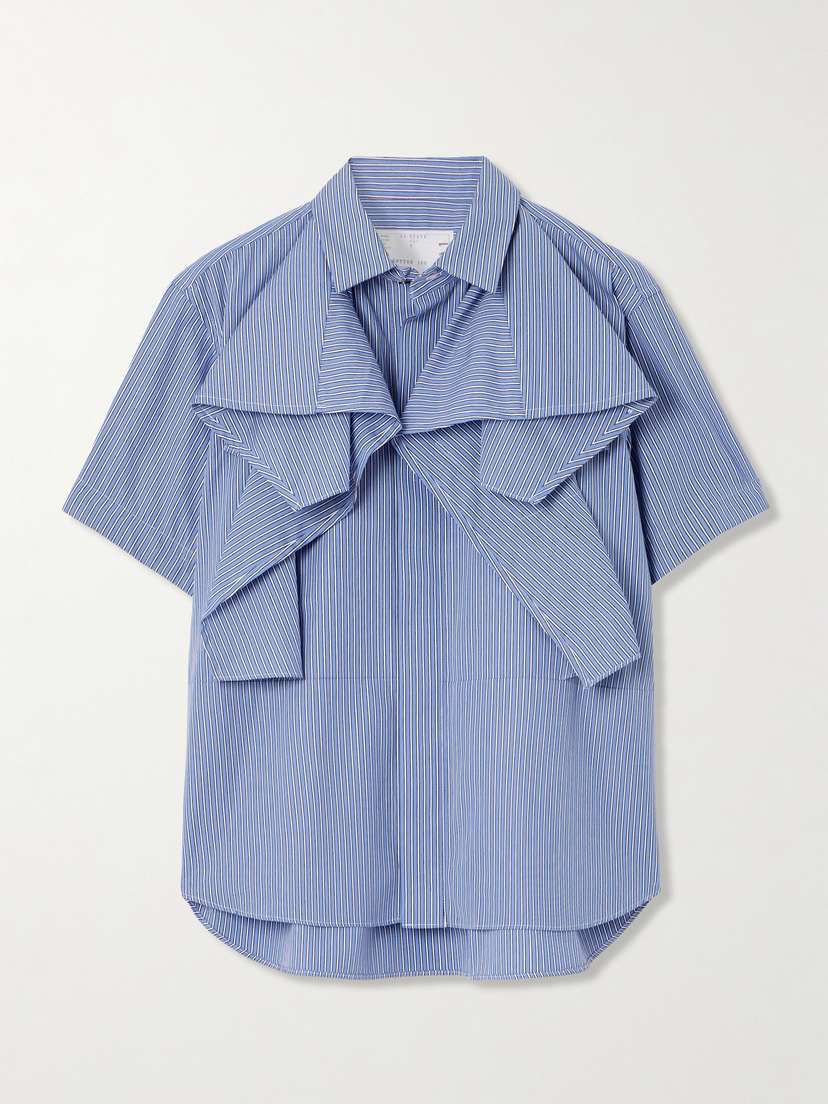 Sacai Draped Striped Cotton-poplin Shirt