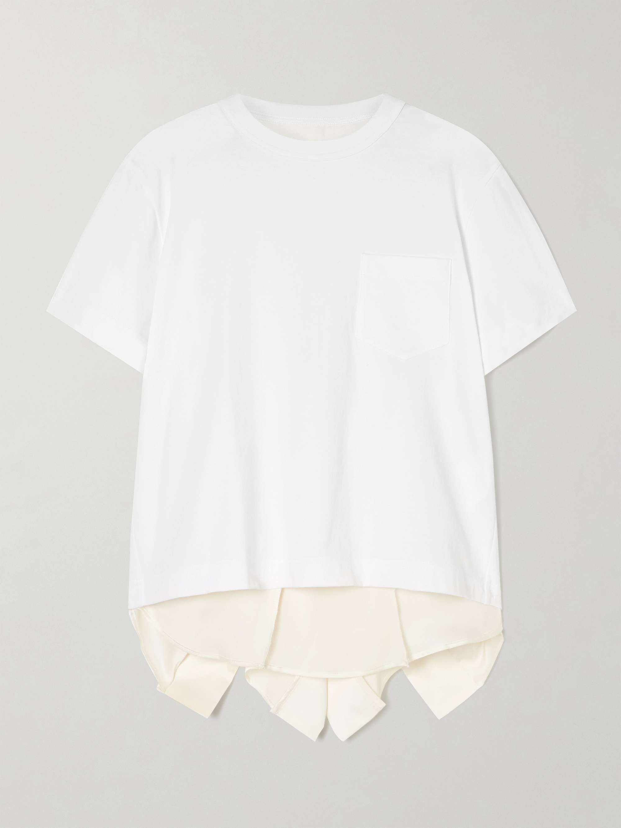 SACAI Paneled cotton-jersey and ruffled satin T-shirt | NET