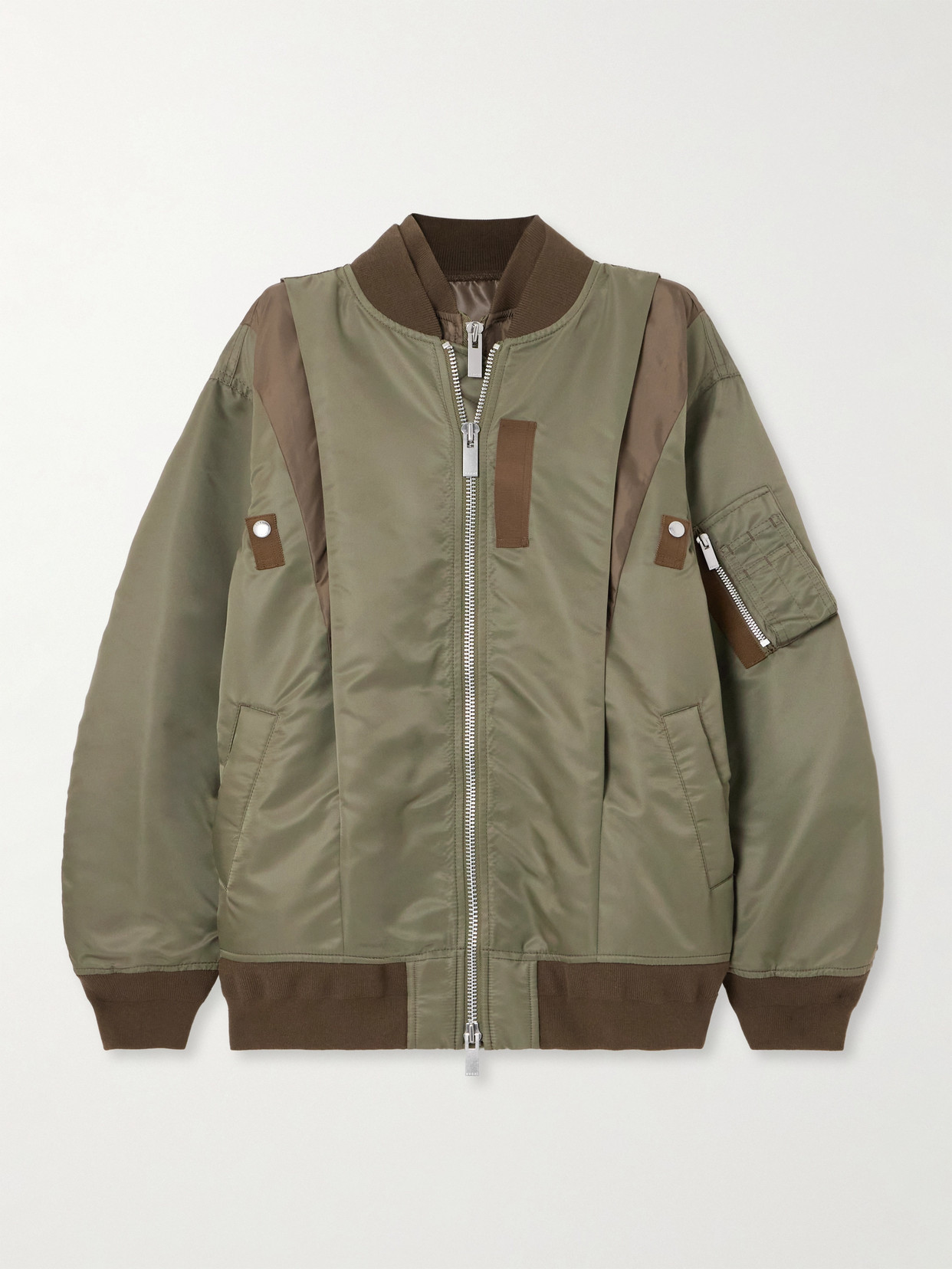 Sacai Shell Bomber Jacket In Green