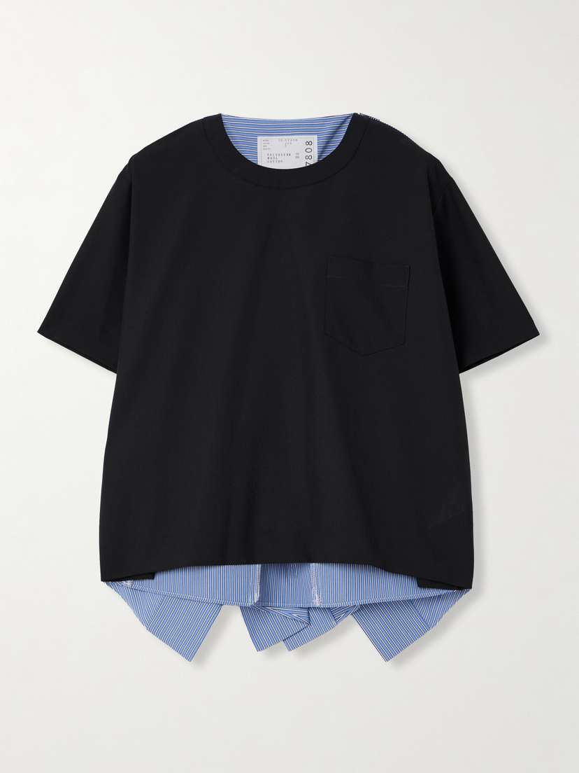 Sacai Cotton-blend Poplin-paneled Jersey Top