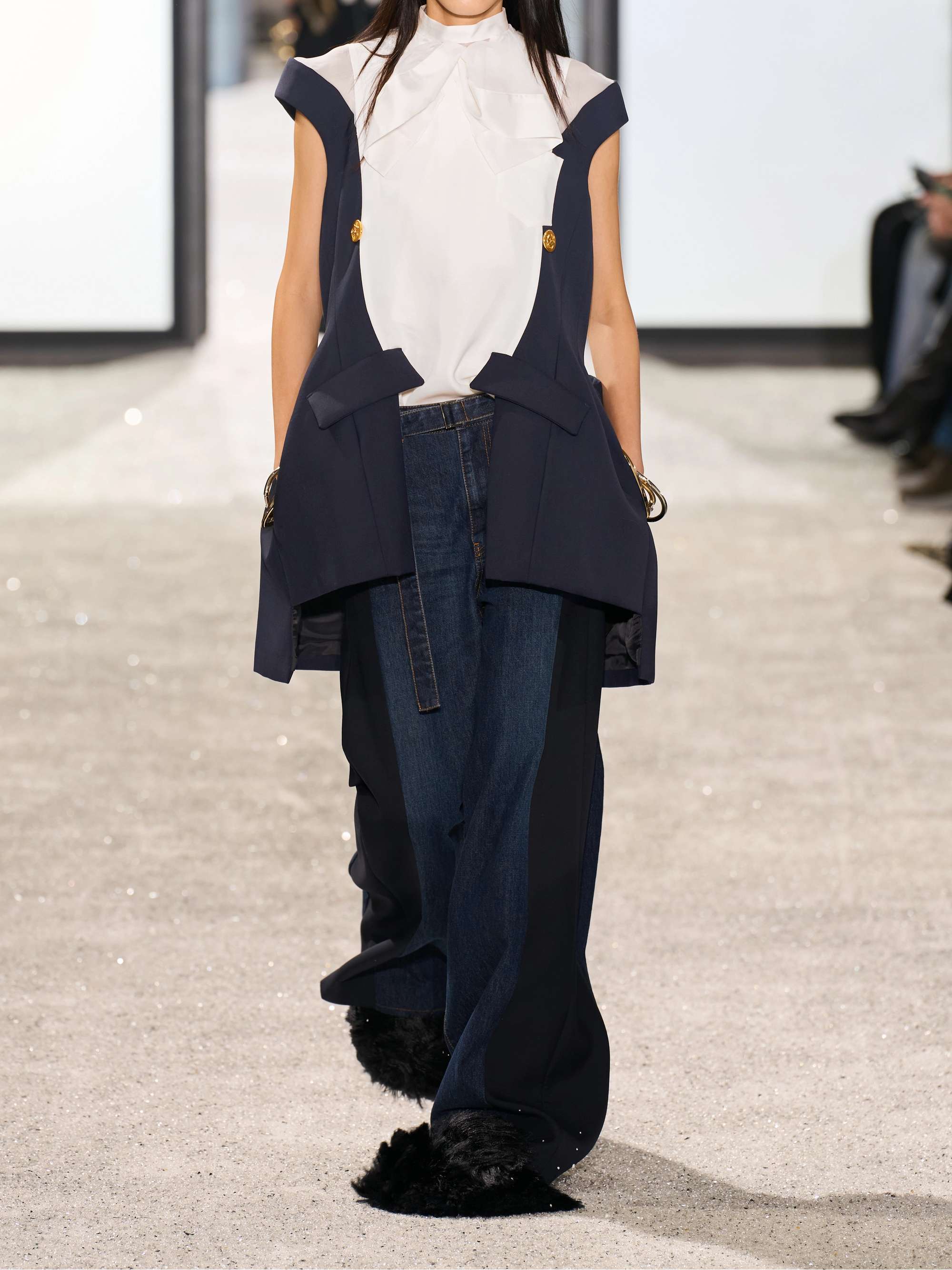 SACAI Canvas and chiffon-paneled silk and cotton-blend mini