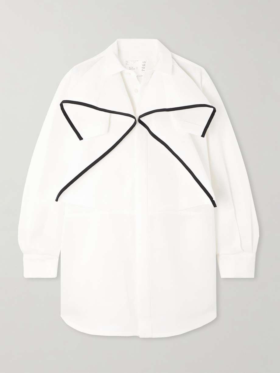paneled grosgrain-trimmed silk and cotton-blend shirt