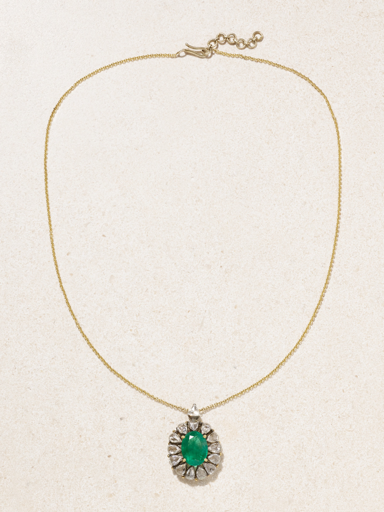 Amrapali London Jaipur 18-karat Gold, Emerald And Diamond Necklace In Gold
