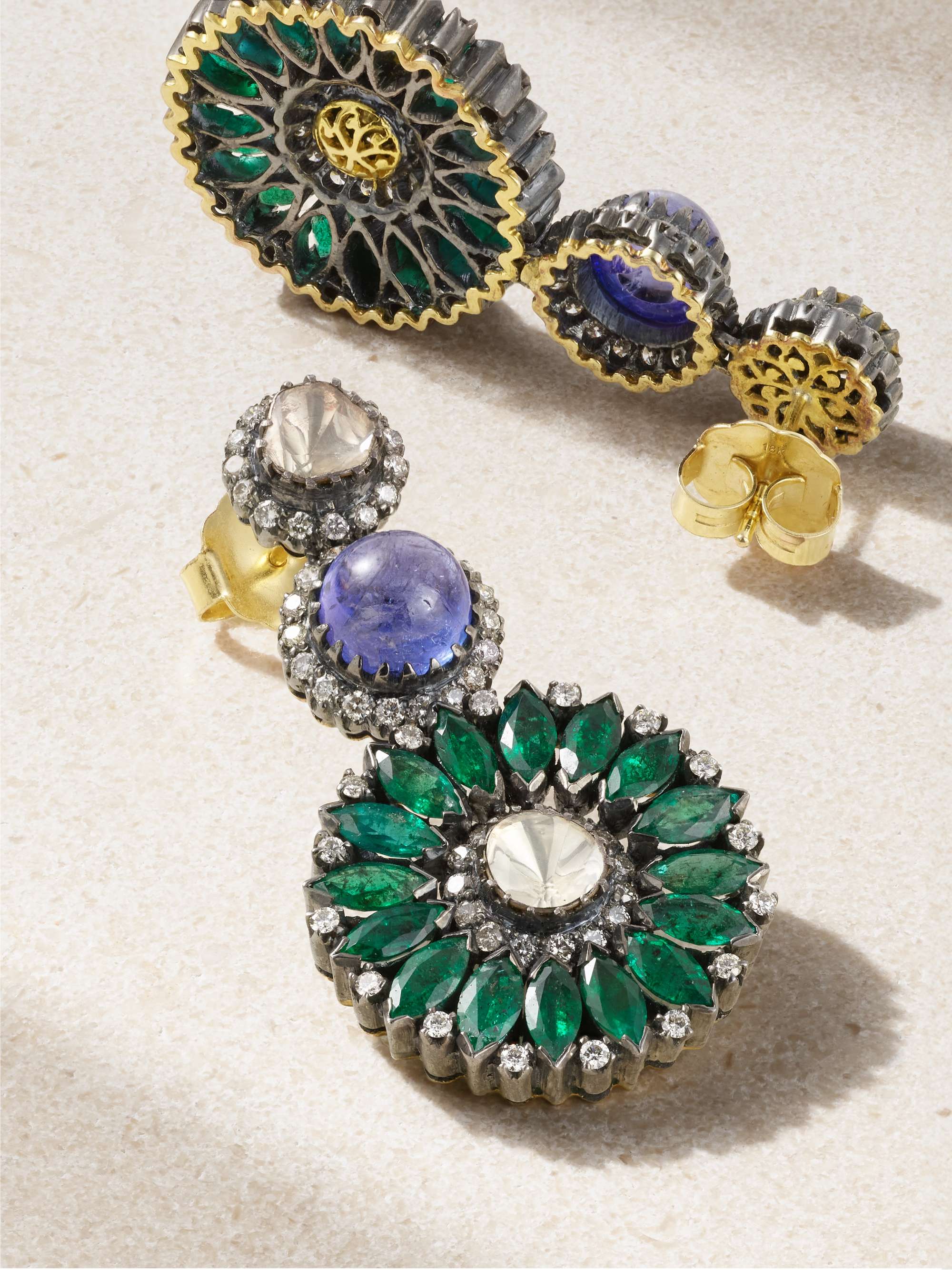 AMRAPALI LONDON Sterling silver and 18-karat gold multi-stone earrings