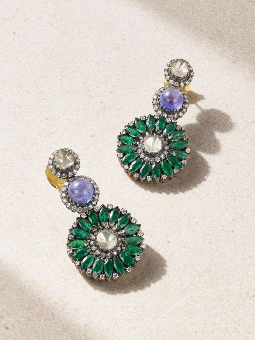 Amrapali London Rajasthan 18-karat Gold Multi-stone Earrings