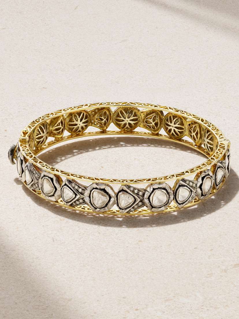Amrapali London Rajasthan Rhodium-plated 18-karat Gold Diamond Bangle