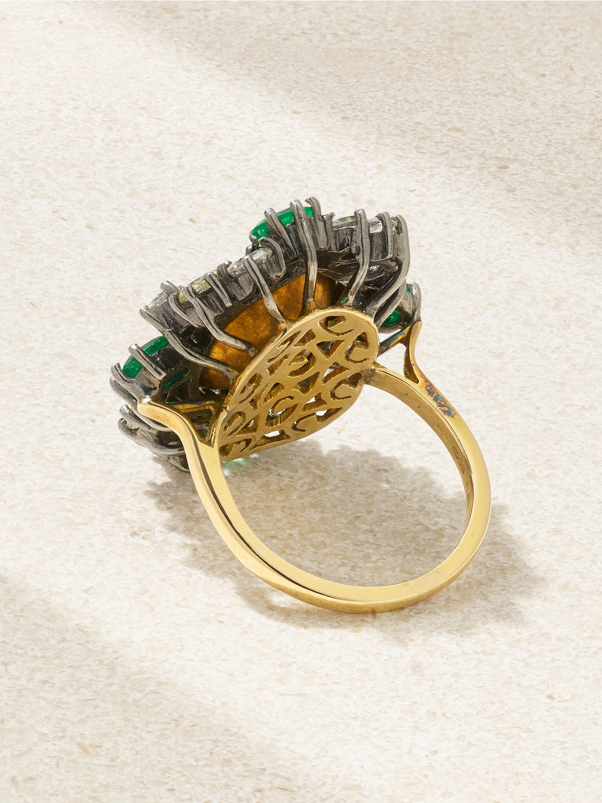 Amrapali London Rajasthan Rhodium-plated 18-karat Gold, Emerald And Diamond Ring In Gold