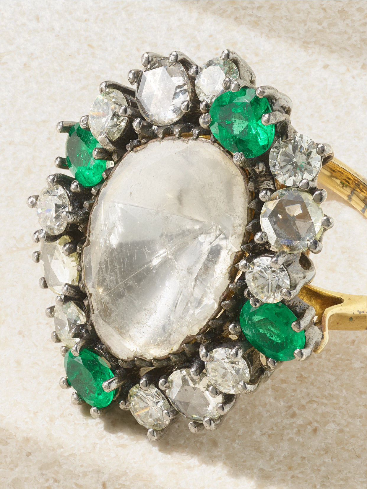 Amrapali London Rajasthan Rhodium-plated 18-karat Gold, Emerald And Diamond Ring In Gold
