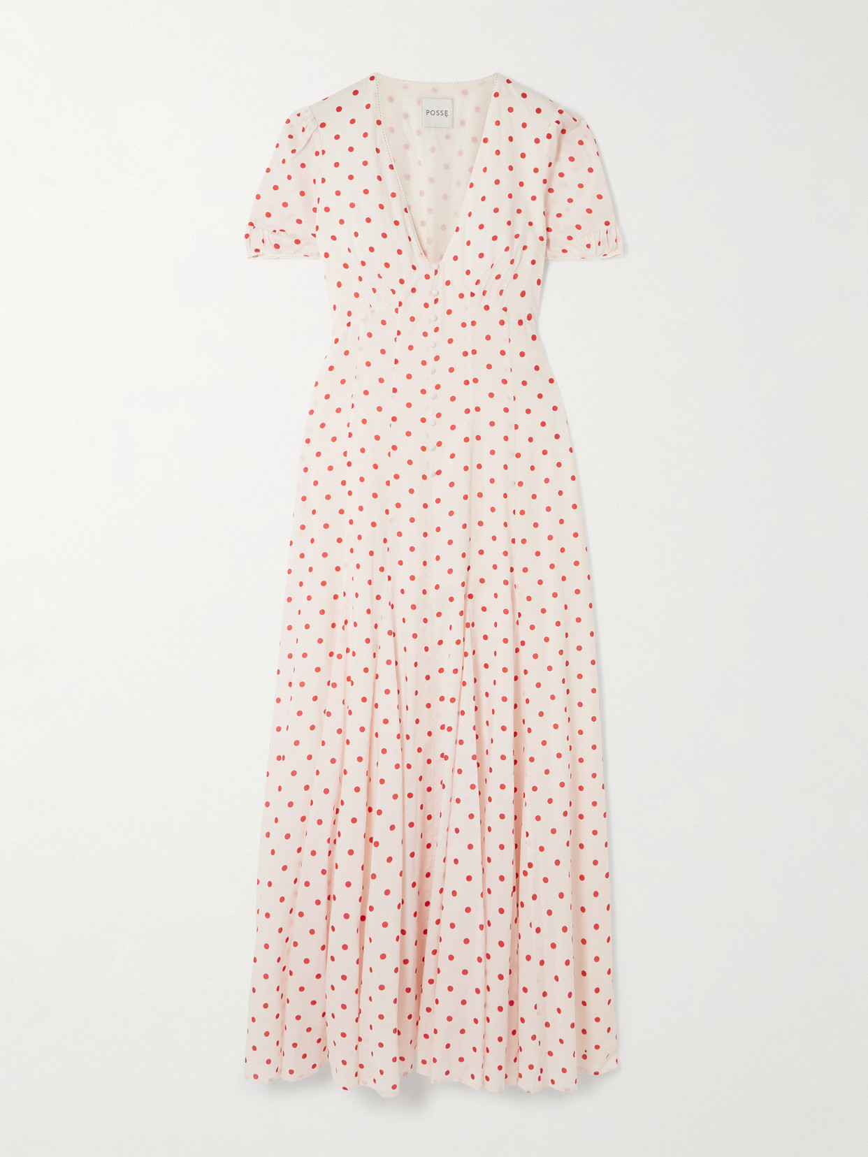 Posse - Paloma Polka-dot Tencelâ„¢ Lyocell And Cotton-blend Voile Maxi Dress - Cream