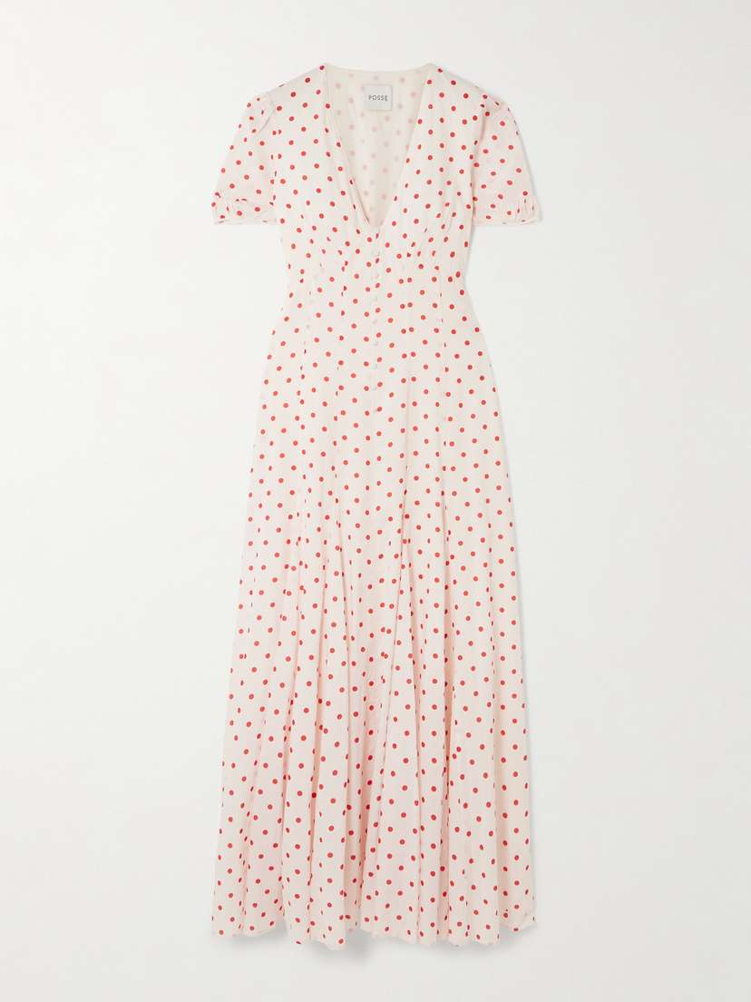 Posse Paloma Polka-dot Tencel™ Lyocell And Cotton-blend Voile Maxi Dress