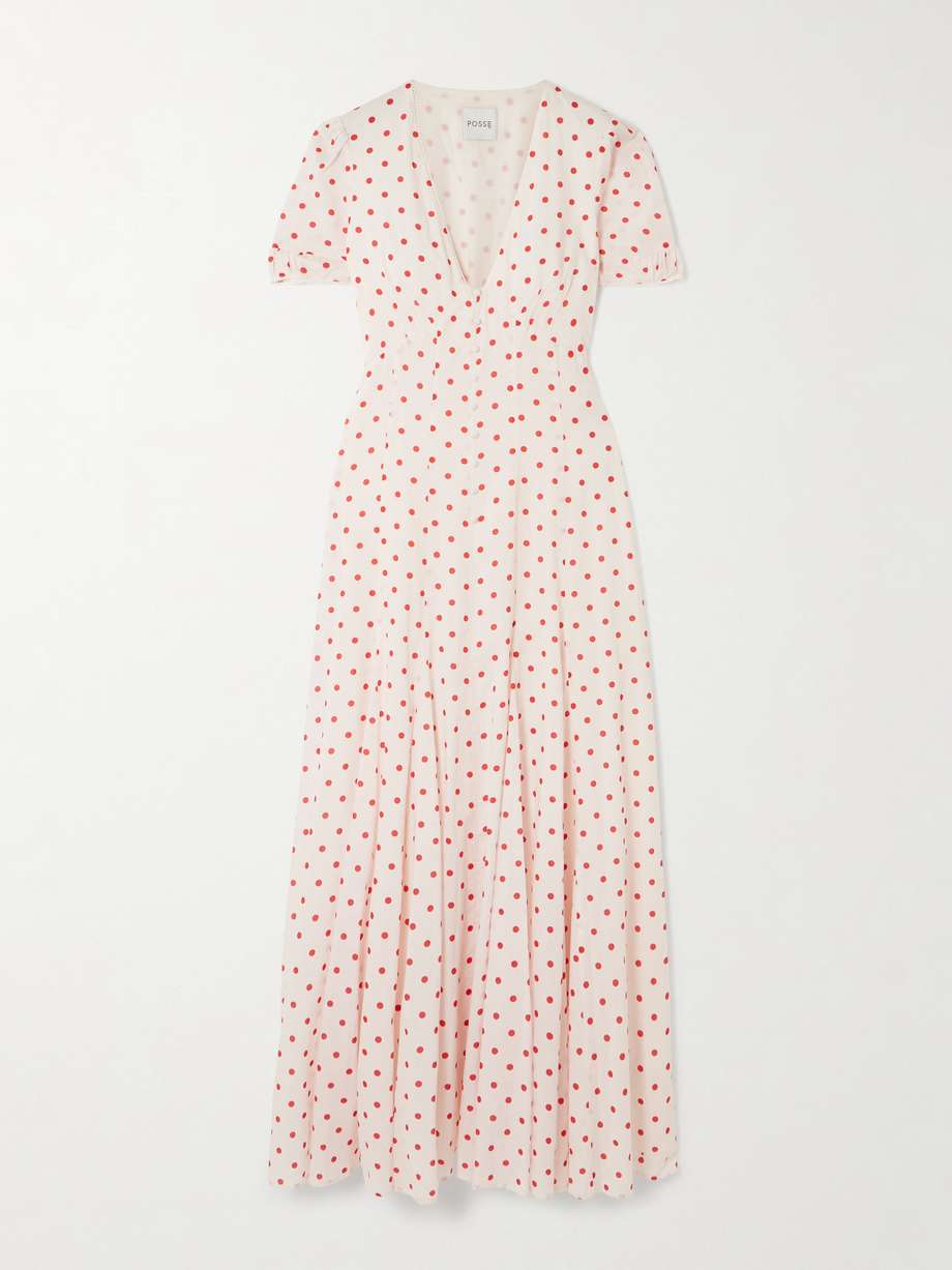 paloma polka-dot tencel™ lyocell and cotton-blend voile maxi dress