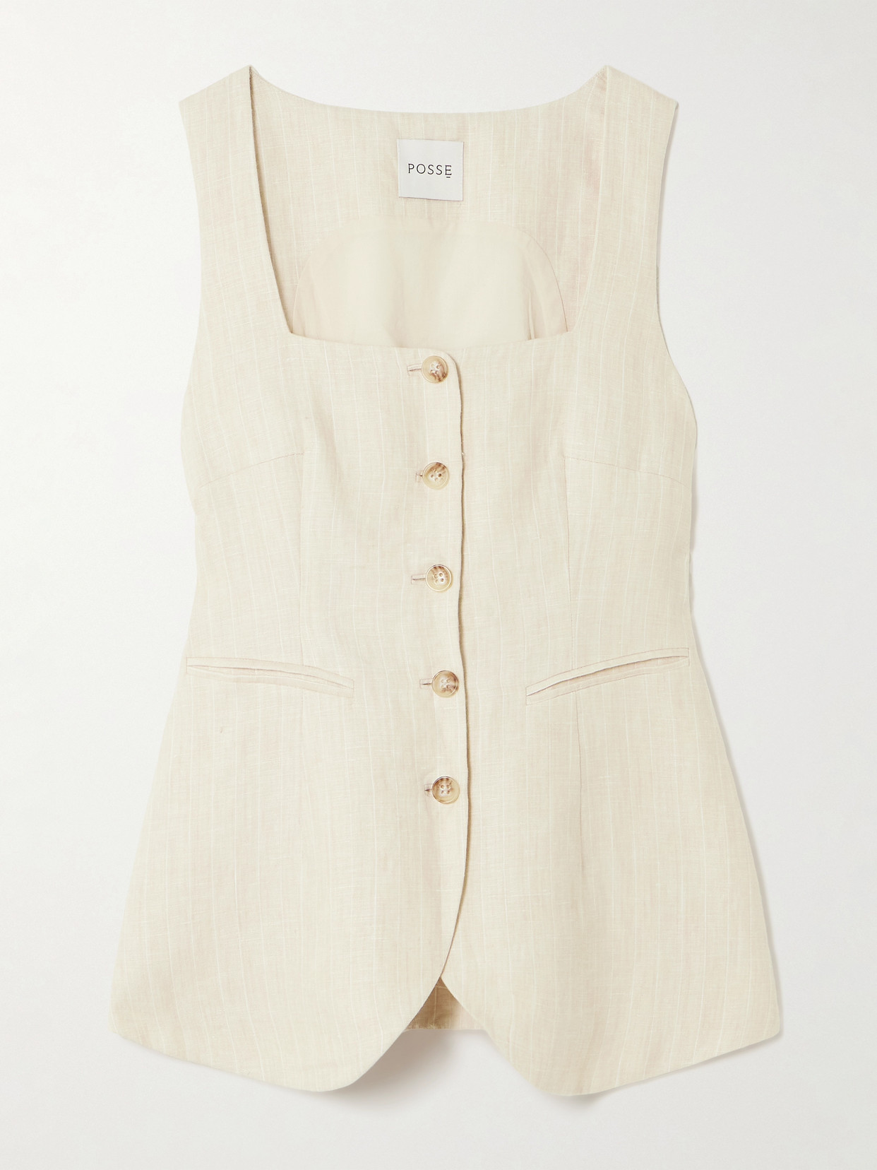 POSSE LUCILLE PINSTRIPED LINEN VEST