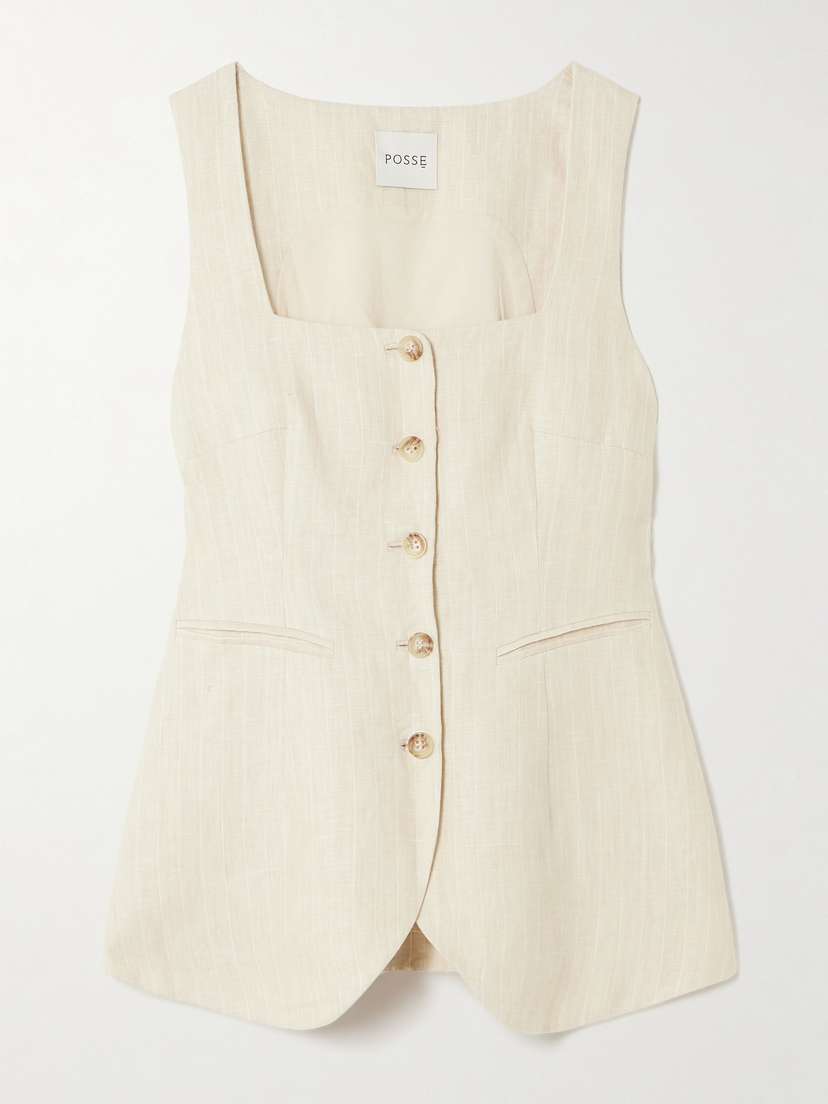 Posse Lucille Pinstriped Linen Vest