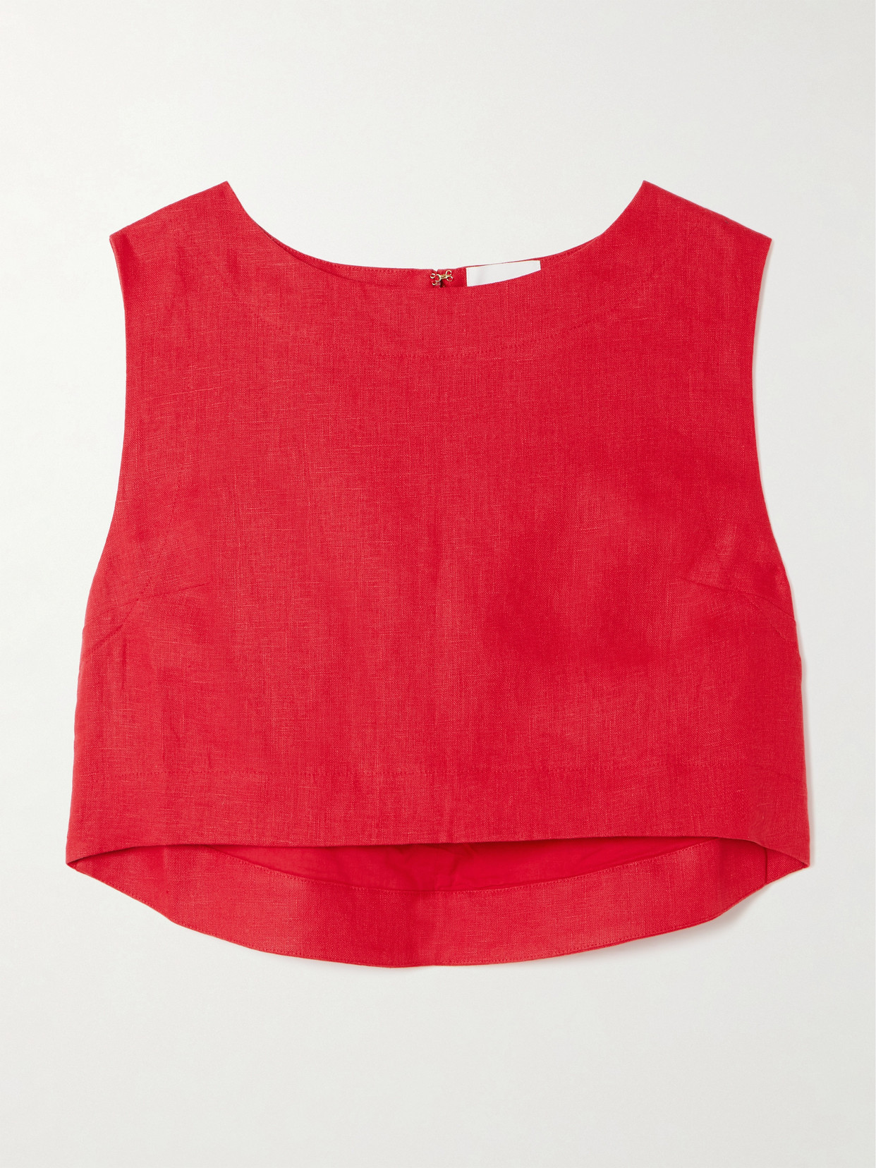 Posse Martina Cropped Linen Top In Red