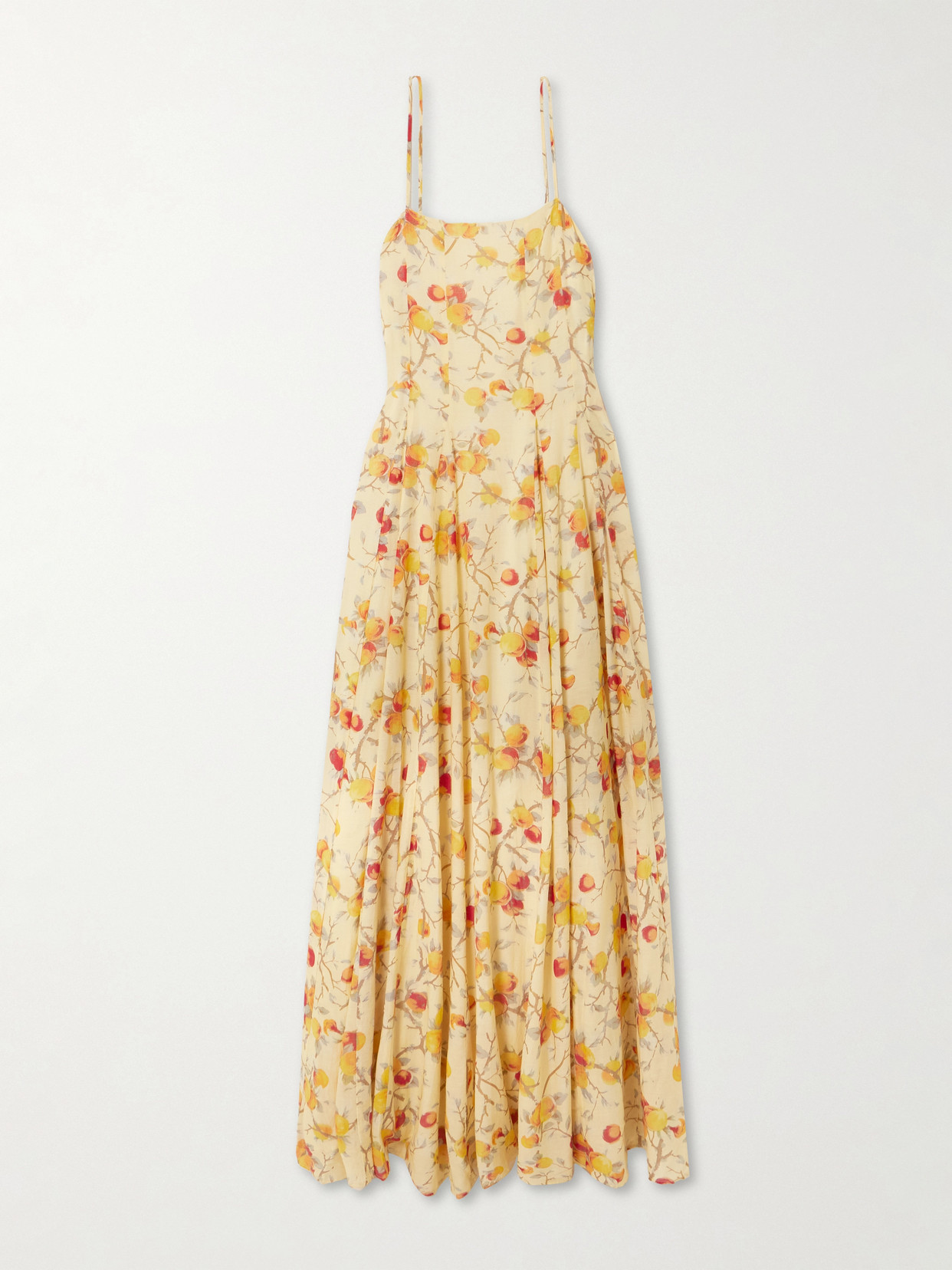 Posse Paloma Printed Cotton-blend Voile Maxi Dress In Yellow