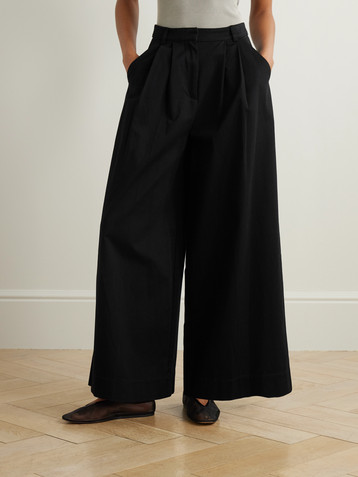 POSSE Wesley pleated cotton-twill wide-leg pants