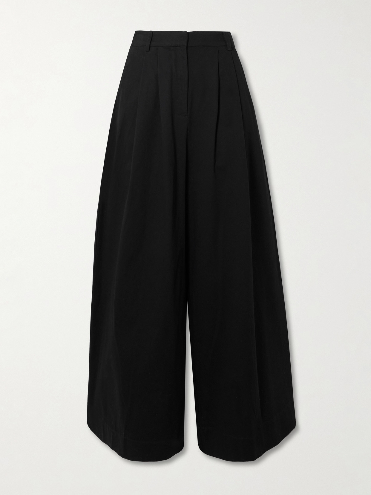 Posse Wesley Pleated Cotton-twill Wide-leg Pants In Black