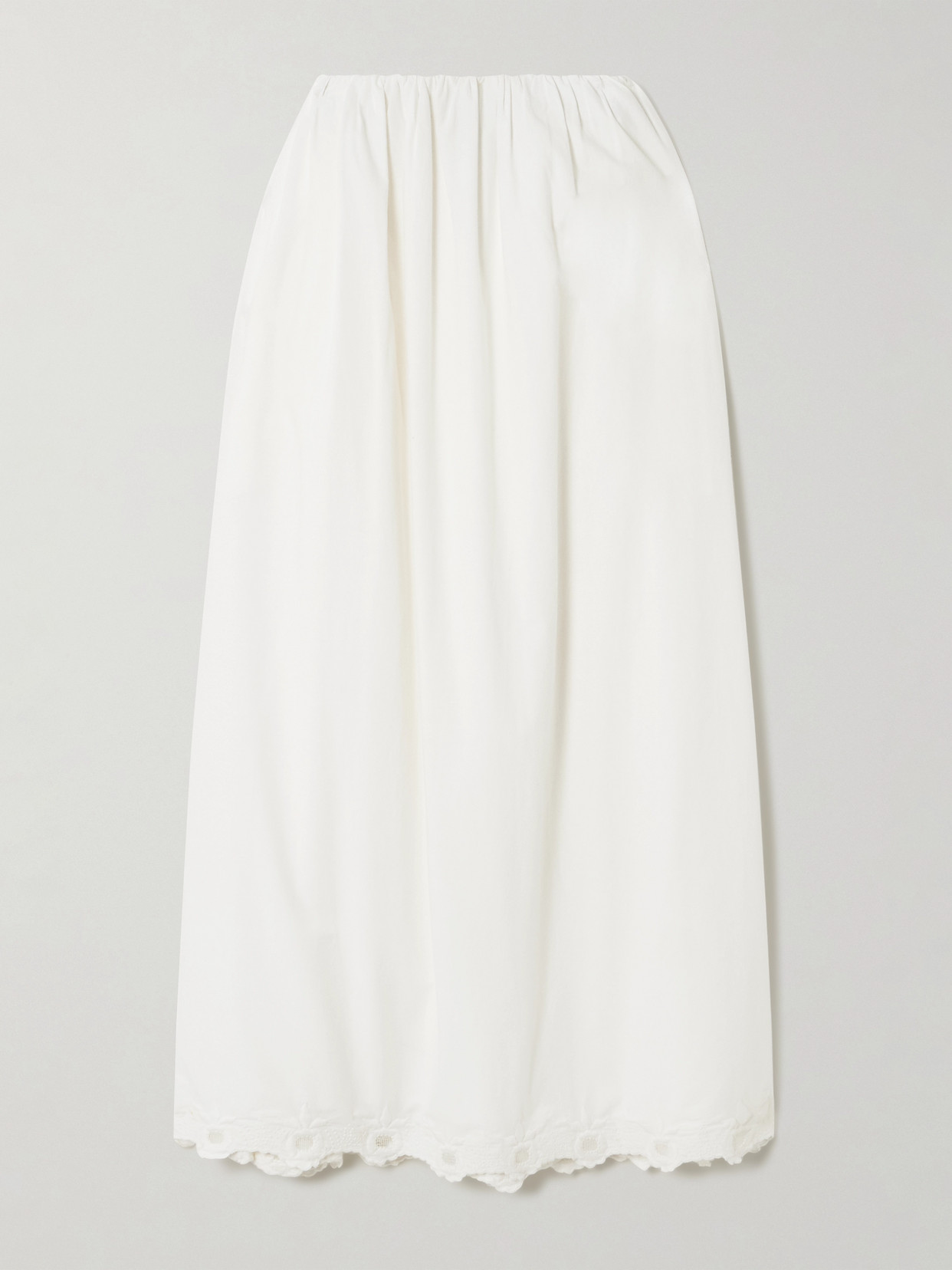 POSSE ANTOINETTE SCALLOPED EMBROIDERED COTTON-VOILE MIDI SKIRT