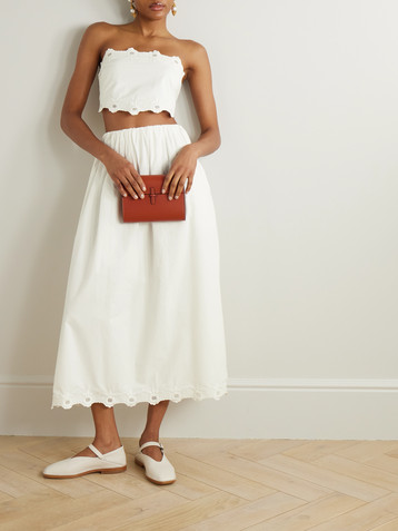 POSSE Antoinette scalloped embroidered cotton-voile midi skirt