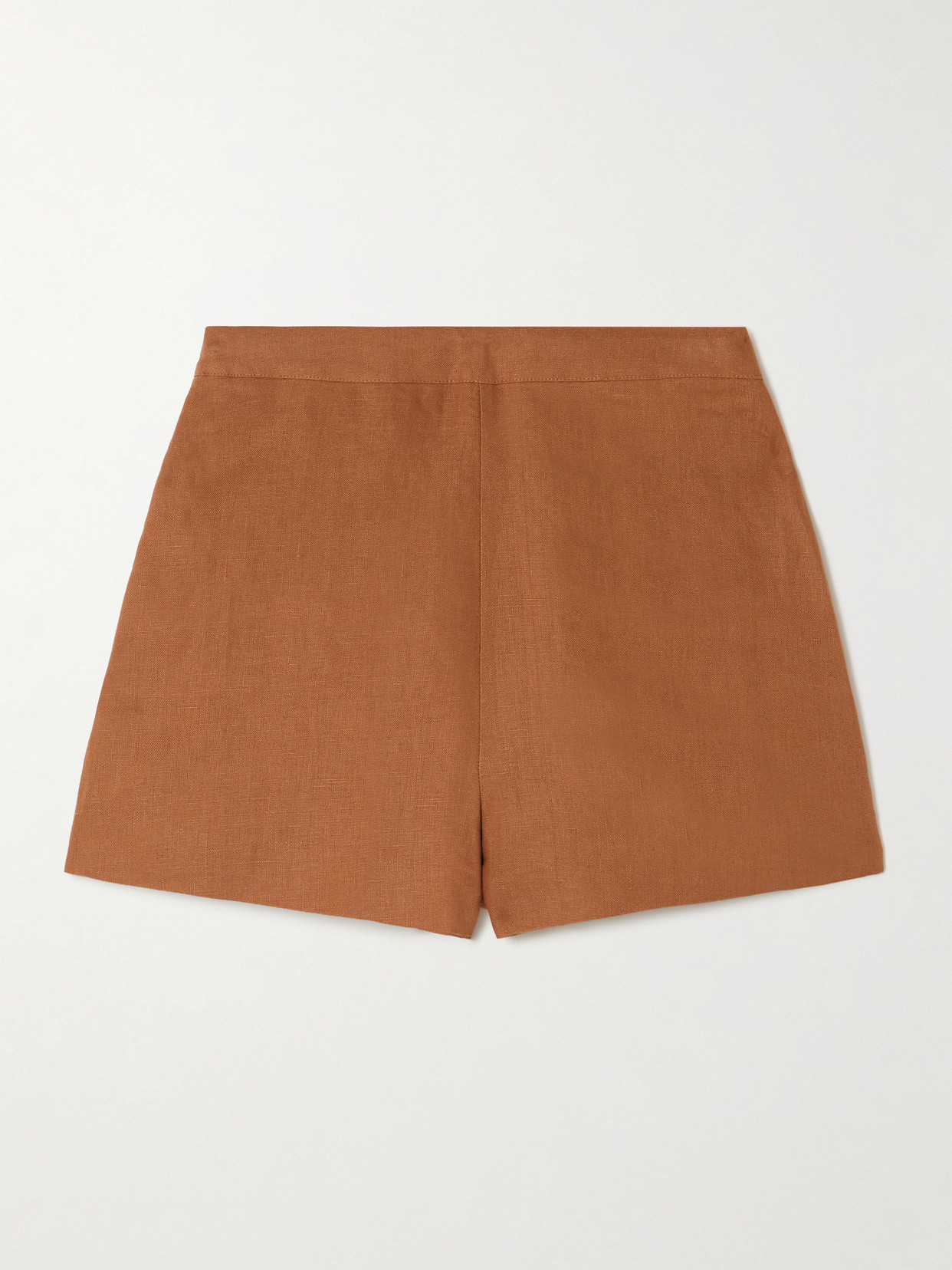 Posse Perri Pleated Linen Shorts In Brown