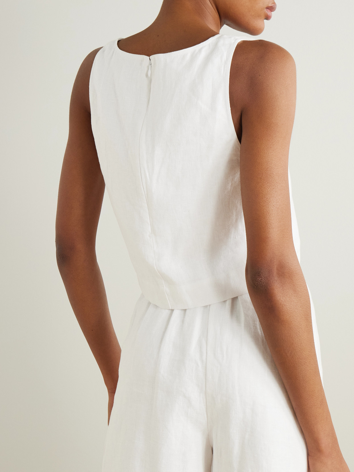 Posse Val Cropped Linen Top In Ivory