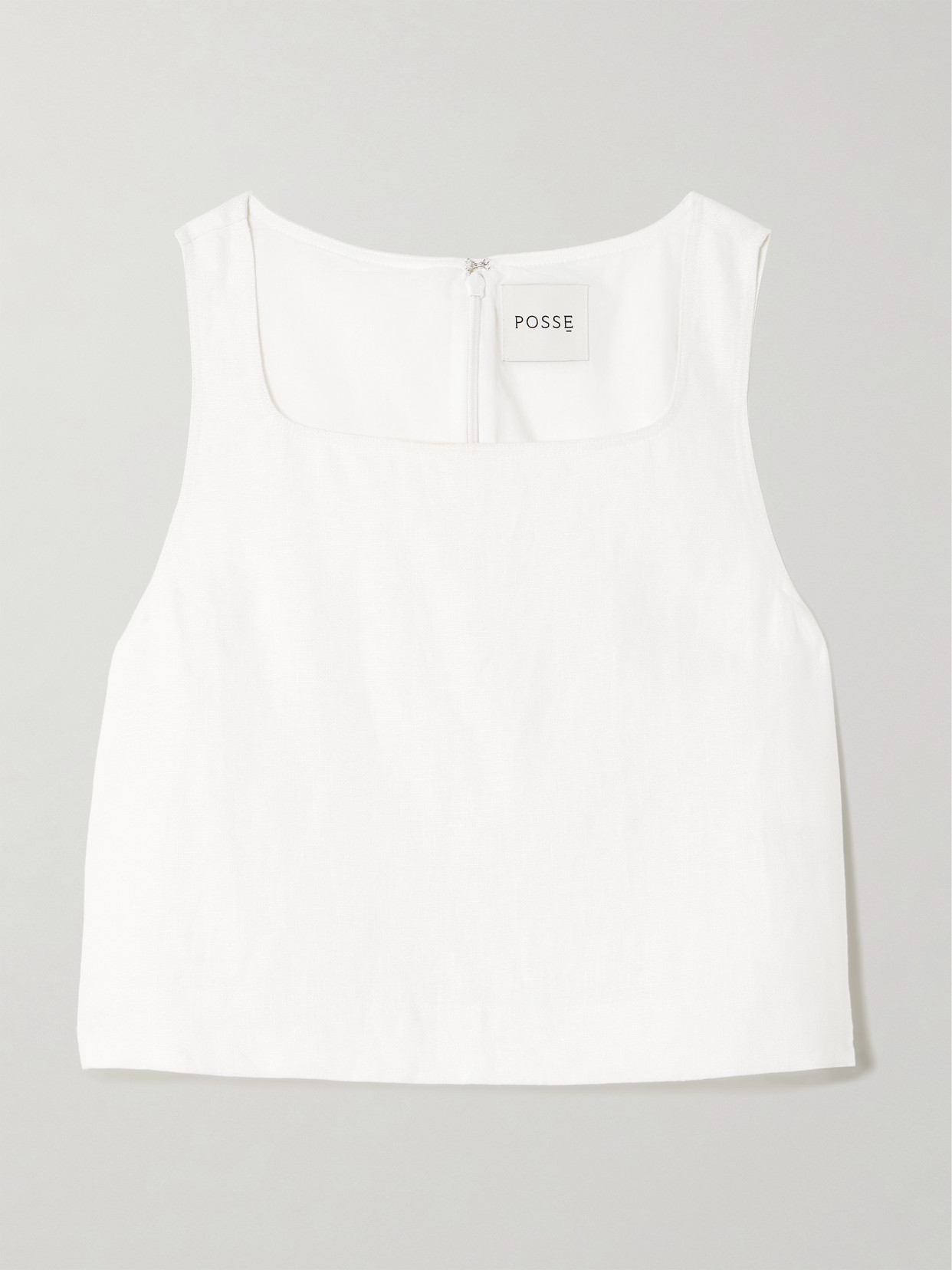 Posse Val Cropped Linen Top In Ivory