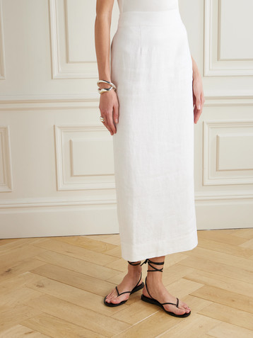POSSE Emma linen midi skirt